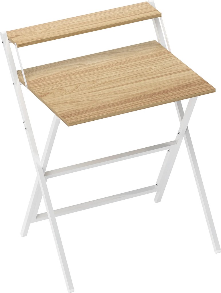 HOMCOM Biurko z podstawką pod monitor, 70 cm składane biurko komputerowe do home office, małe pomieszczenia, naturalne | Aosom PL