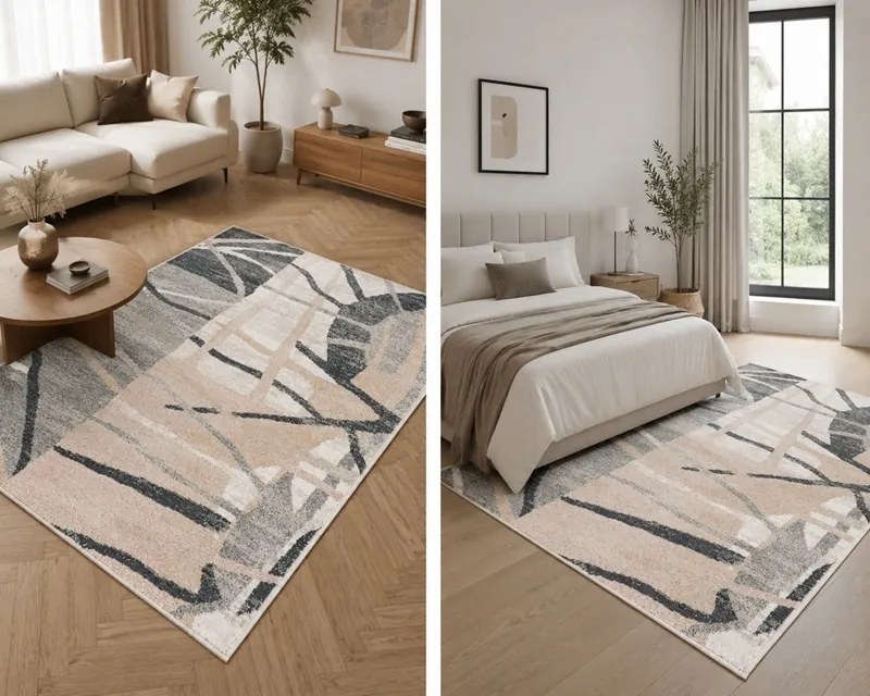 Dywan nowoczesny Fancy 100% Dywan Abstrakcja Beżowo-Szary 120 cm x 170 cm