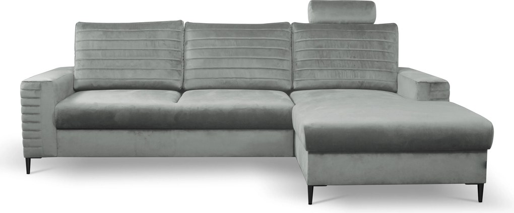 Masseno Narożnik GRIFO z funkcją spania i pojemnikiem na pościel Narozniki L, Rozkładana sofa - Szary, VELLUTO GREY 16