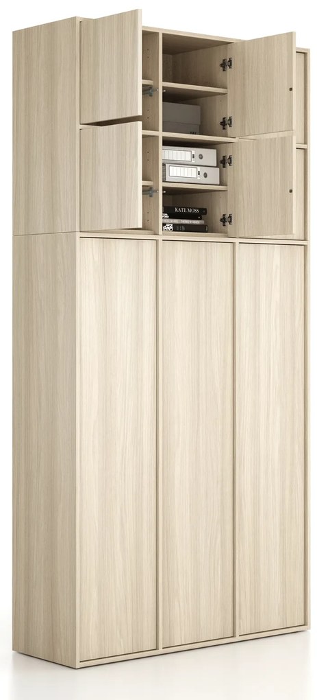 Nadstawka do szaf FRAME, 6x drzwi, 1299 x 450 x 854 mm, PUSH-lock, dąb naturalny