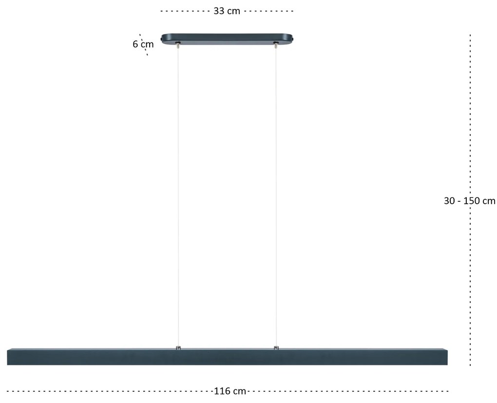 Antracytowa lampa wisząca LED 116cm z metalu W116LED-4K-ANTHRAZIT wymi