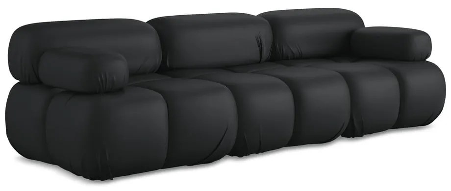 Czarna sofa modułowa z imitacji skóry 285 cm Lokua – Makamii