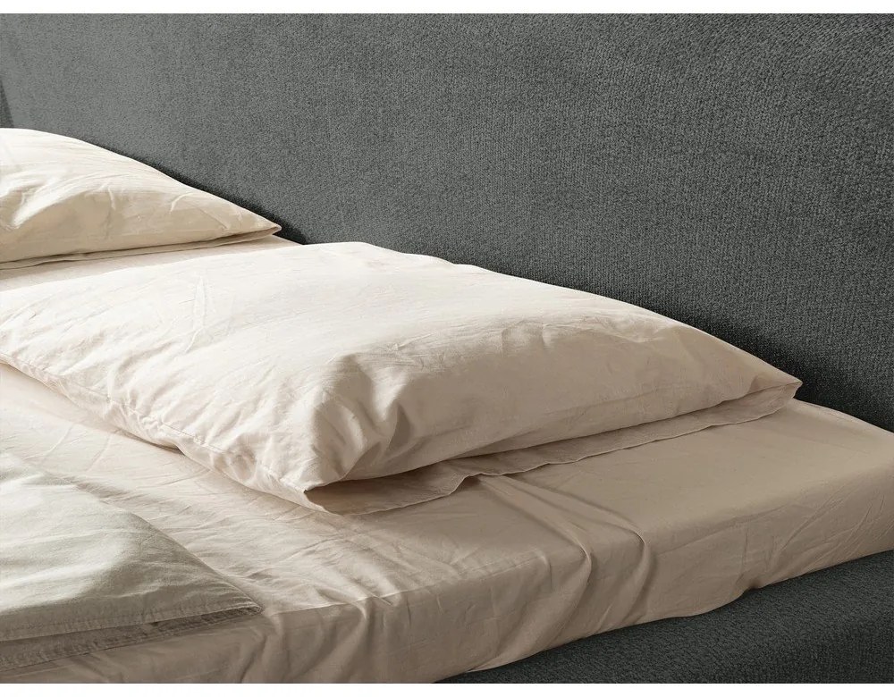 Ciemnoszare tapicerowane łóżko dwuosobowe ze stelażem 180x200 cm Makana – Makamii