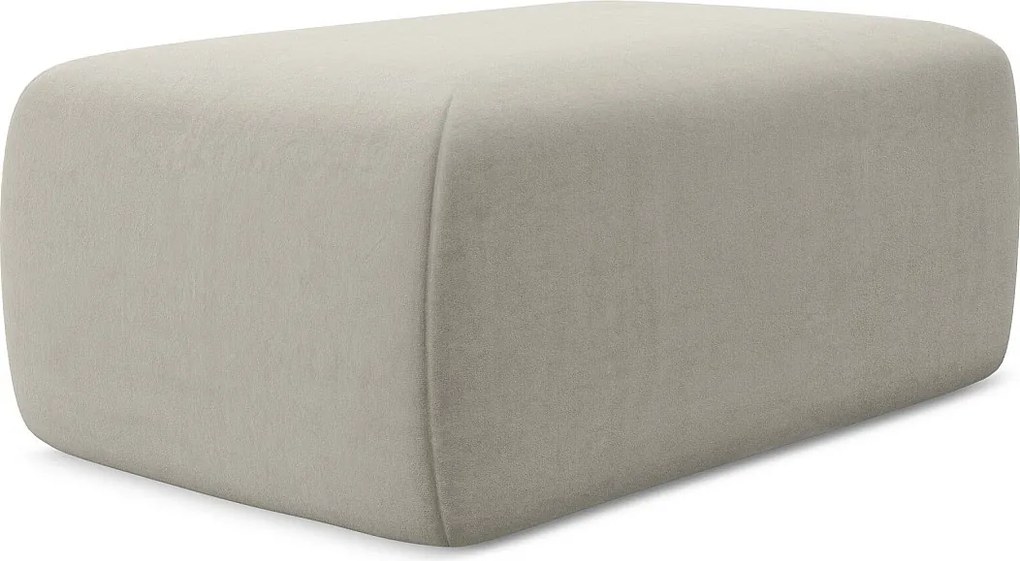 Pufa - z tkaniny welwetowej - perłowy - KAPUA