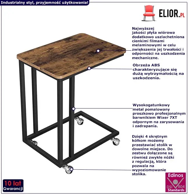 Industrialny Mobilny Stolik Pomocniczy, Biurko Na Kółkach E7-G32