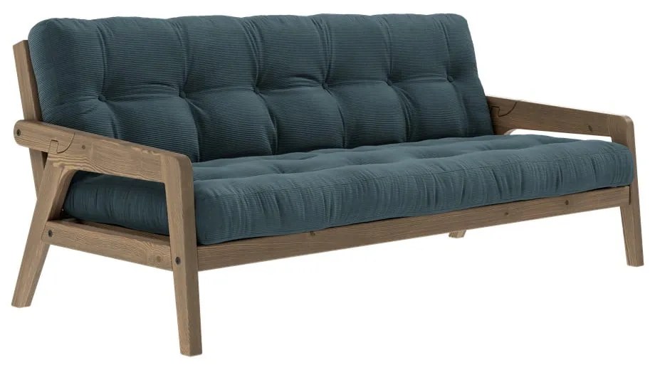 Niebieska sztruksowa rozkładana sofa 204 cm Grab – Karup Design