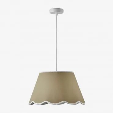 Lampa Sufitowa Wisząca Z Bawełny Berne Biała & Olive Green Cotton - White Ø40 Cm Berne - Sklum