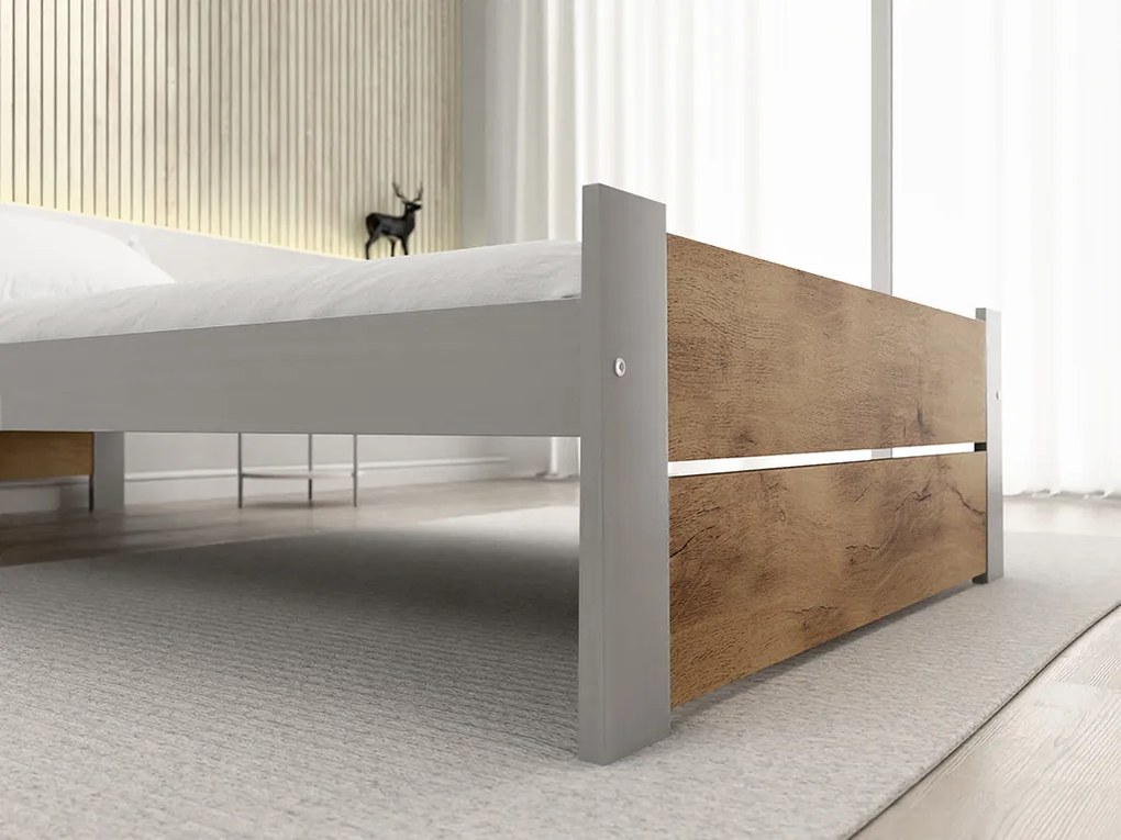 Łóżko IKAROS DOUBLE 90 x 200 cm, dąb artisan/szary Stelaż: Bez stelaża, Materac: Bez materaca