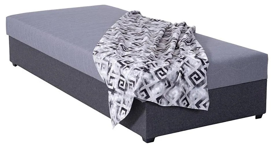 Tapicerowane łóżko z pojemnikiem JACOB XL, nośność 130 kg, 90x200 cm, szare