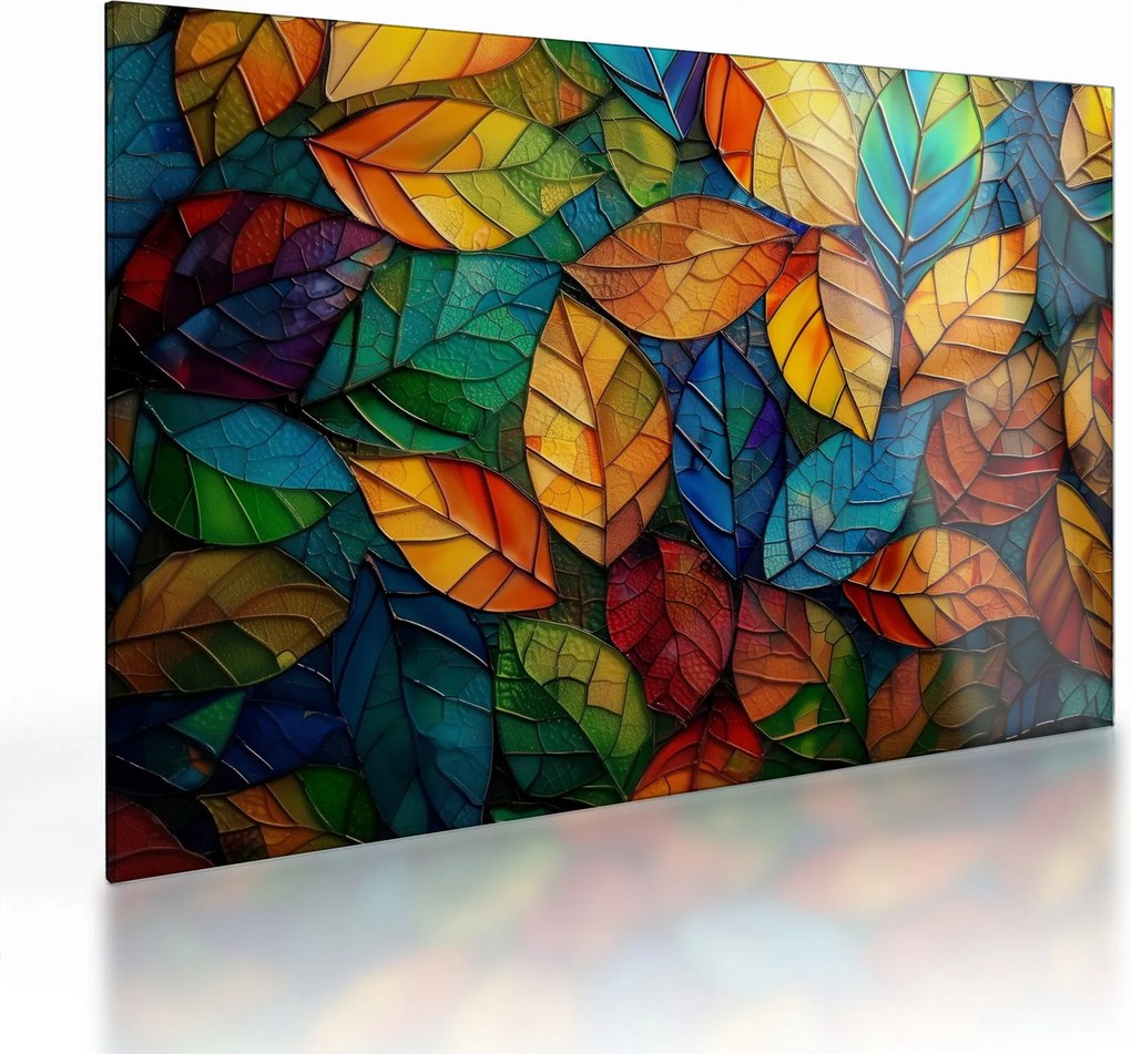 Obraz na szkle - Mozaika z liści (70x50 cm)
