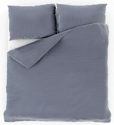 Kvalitex Pościel satynowa w paski ciemnoszara, 140x 220 cm, 70 x 90 cm, 140 x 220 cm, 70 x 90 cm