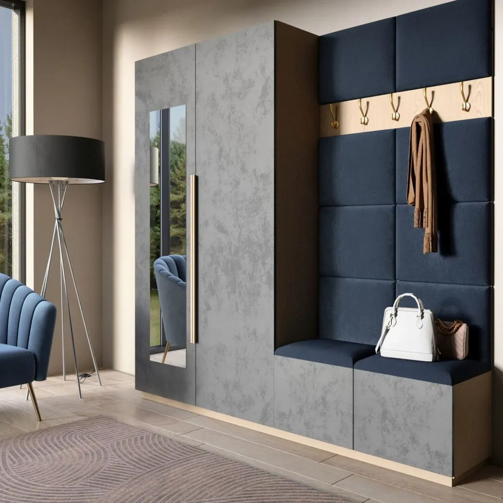 Zestaw 10 paneli tapicerowanych QUADRATTA 100x200 ciemny grafit ELTAP