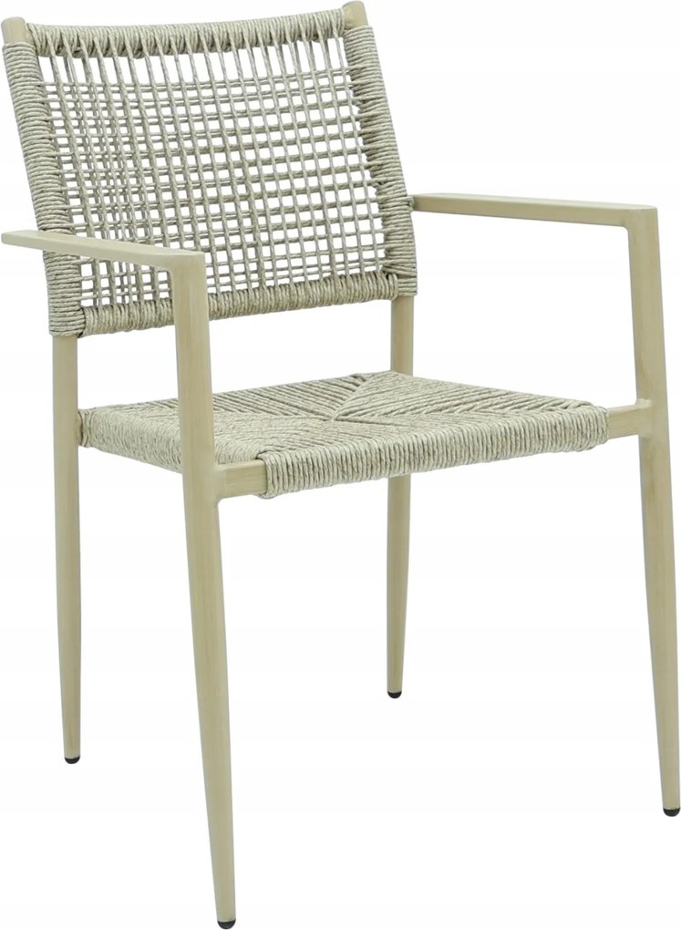 Krzesło Ogrodowe Jasne 56x62x85 cm Plecione Naturalne Sznurki Nowoczesne
