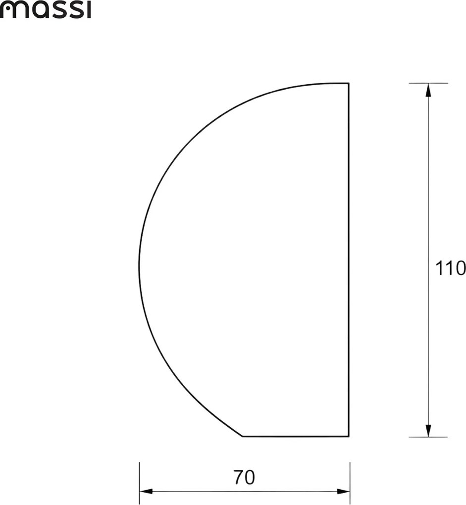 Lustro półokrągłe z podświetleniem MOON Half Cut LED | Różne rozmiary | Różne kolory : Kolor tafli szkła - Srebrny, Rozmiar - 70 x 110 cm, Wersja - Lewa