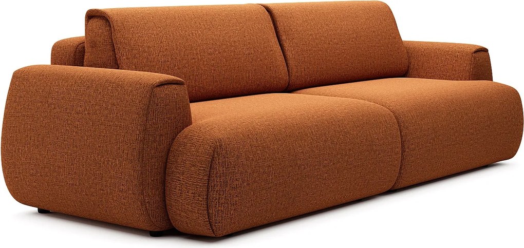 Kanapa 4-osobowa rozkładana z tkaniny szenilowej w kolorze terakotowym MONELIA