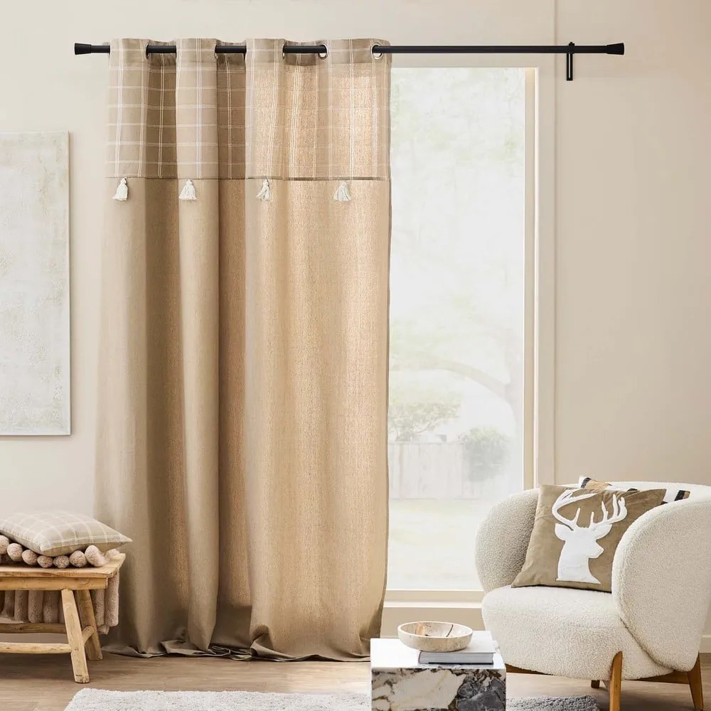 Brązowa zasłona z mieszanki bawełny 140x240 cm Everest – douceur d'intérieur