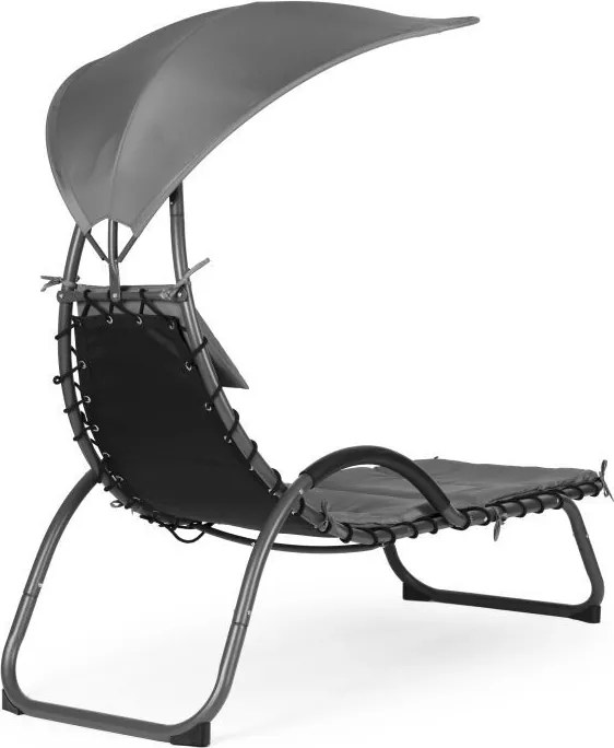 Wygodny leżak ogrodowy Casaro 158C - leżanka z daszkiem i poduchą, szary