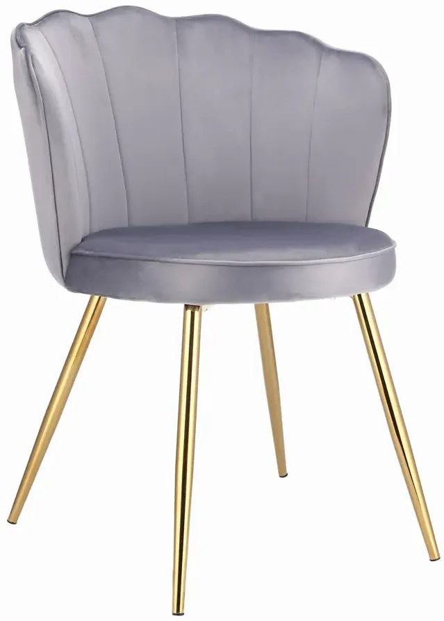 Szare krzesło muszelka na złotych nogach F0-T04