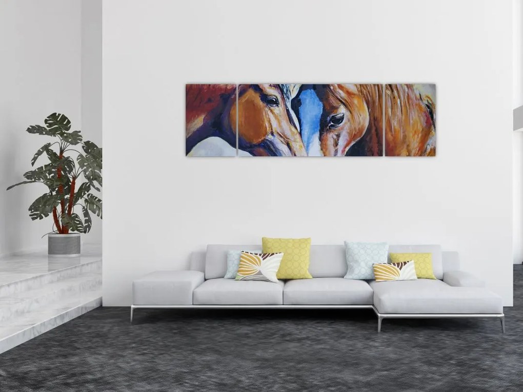 Obraz - Zakochane konie (170x50 cm)