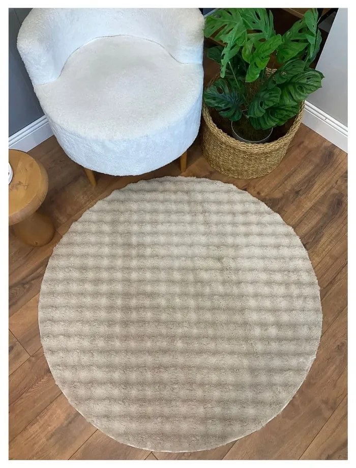 Beżowy okrągły dywan odpowiedni do prania ø 120 cm Bubbly – Oyo Concept
