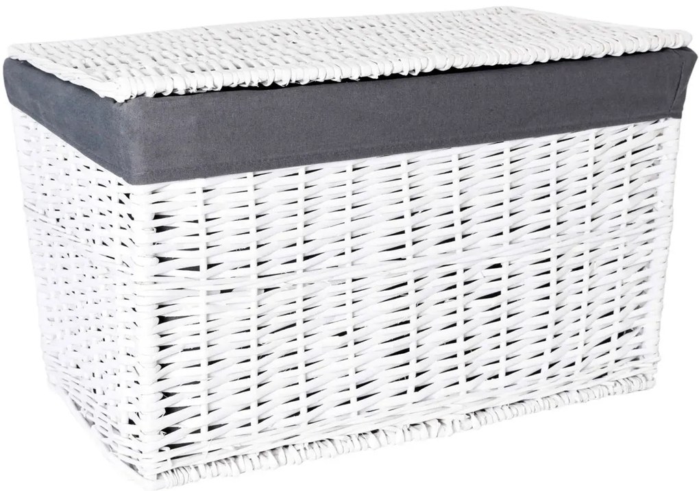 Wiklinowy biało-szary do przechowywania kosz C8-Z62
