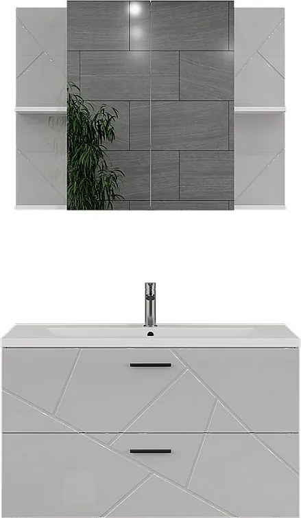 Zestaw mebli łazienkowych biały/biały wysoki połysk 100x44.6x57 irma