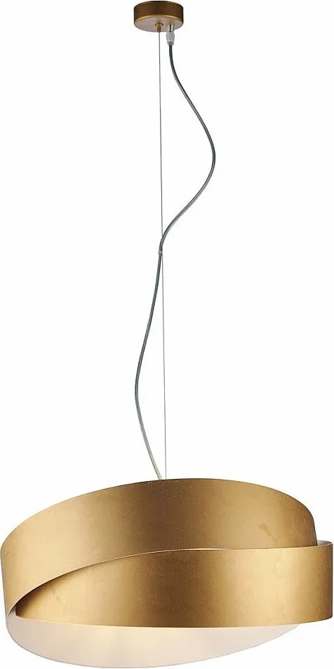 Astro lampa wisząca z białego lakierowanego żelaza, dekor stare złoto, regulowany stalowy kabel, 2 światła, Ø46 cm