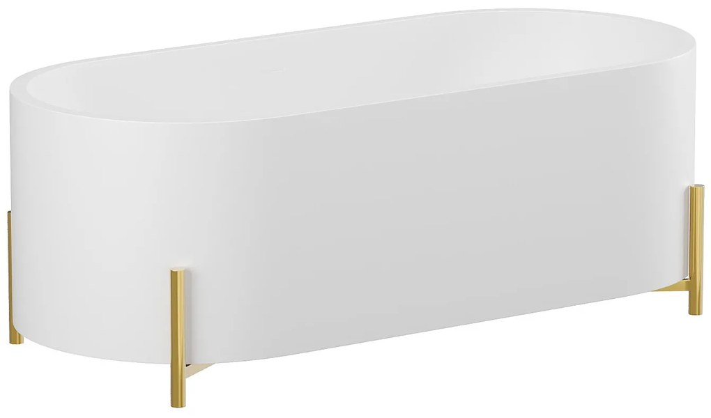 Wanna wolnostojąca owalna biała ze złotymi nóżkami - 160 x 73,5 x 59 cm - ALONSA