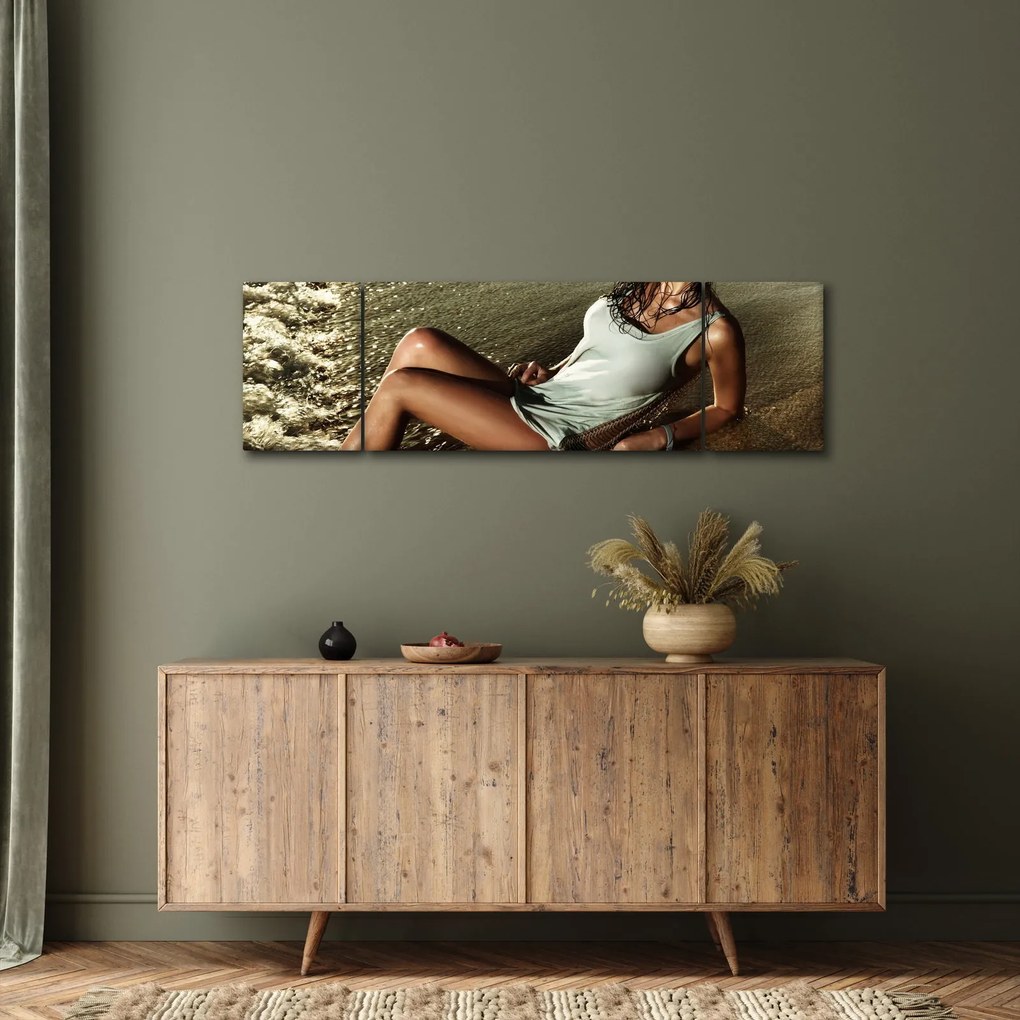 Obraz kobiety na plaży (170x50 cm)