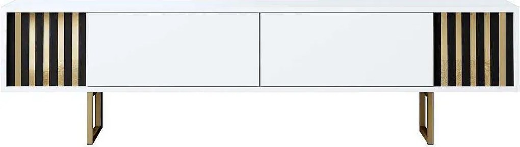 Stojak pod TV – 180 cm x 30 cm x 48 cm – biało-złoty – MDF