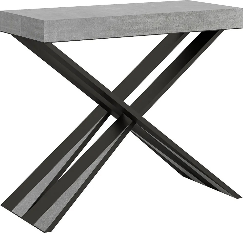 Konsola rozkładana 90x40/196 cm Diago Small Cementu rama w kolorze Antracytu