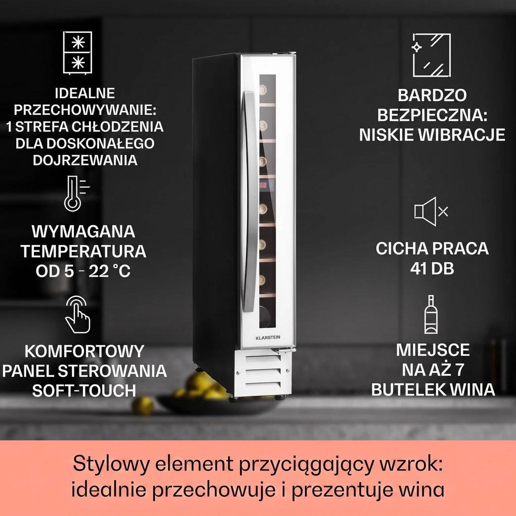 Klarstein Vinovilla 15cm 7 Butelek Winiarka Podblatowa 1 Strefa Biały