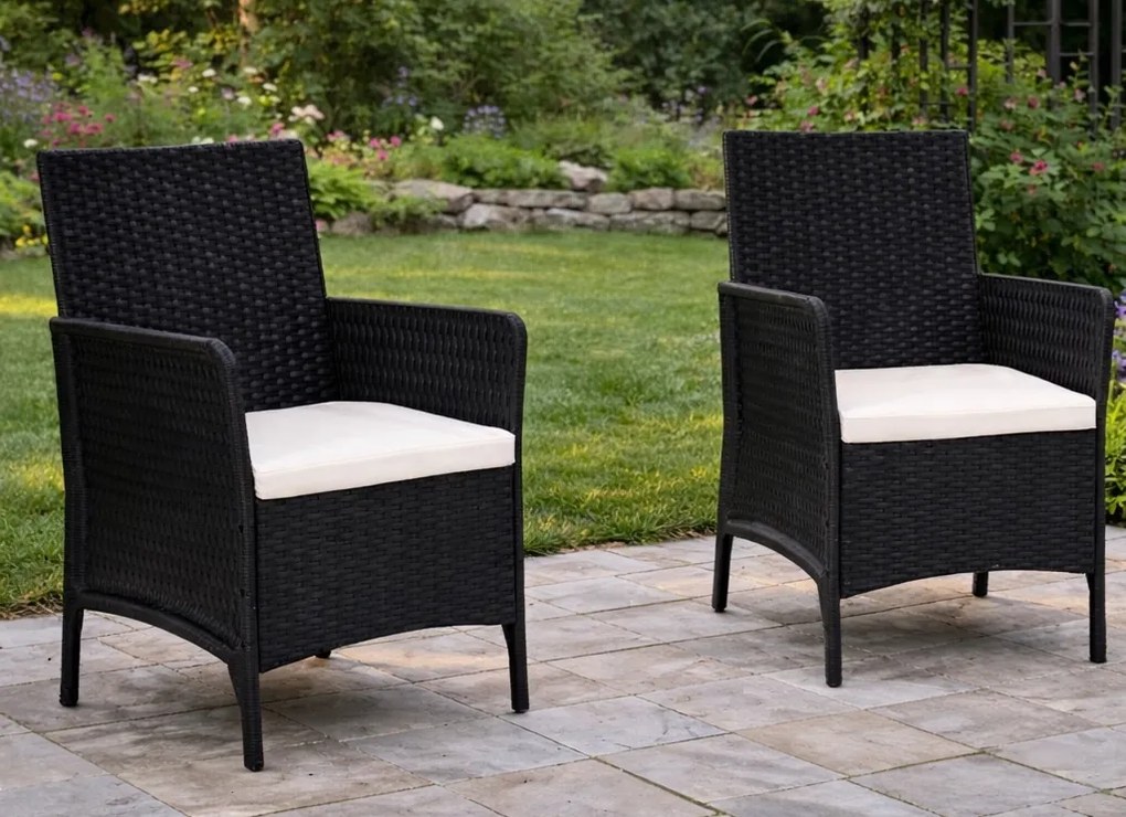 Zestaw 2 foteli ogrodowych Livora 002 z poduszkami, kolor czarny