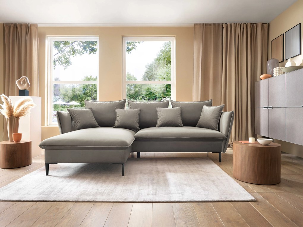 Masseno Narożnik SOLE z funkcją spania i pojemnikiem na pościel Narozniki L, Rozkładana sofa - Brązowy, RIVIERA 16