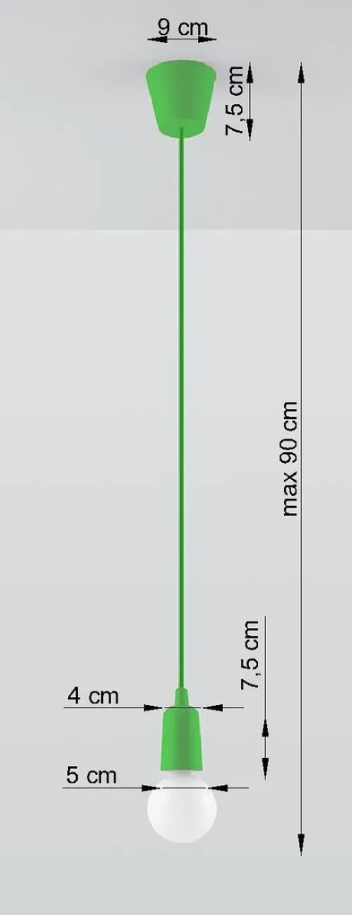 Loftowa zielona lampa wisząca na przewodzie C6-A45