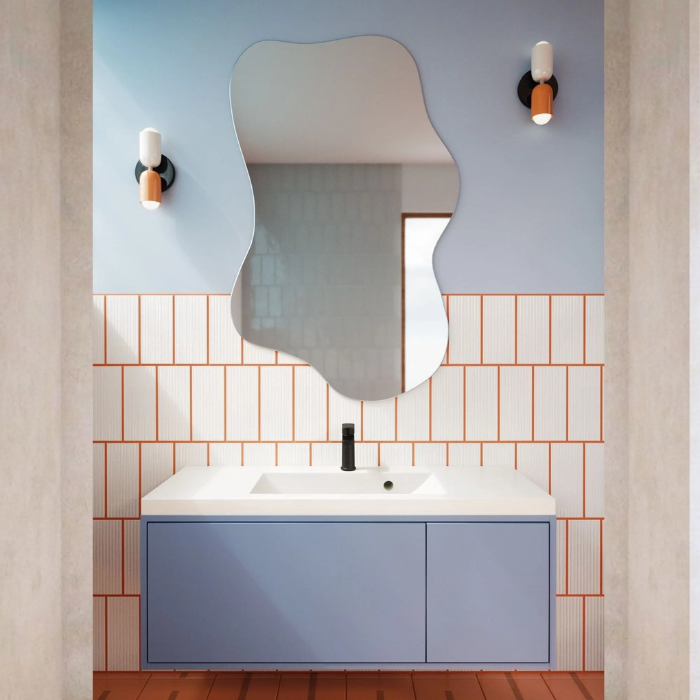 Lustro dekoracyjne o nieregularnym kształcie bez podświetlenia FLOW Lift | Różne rozmiary | Różne kolory : Kolor tafli szkła - Grafit, Rozmiar - 60 x 95 cm