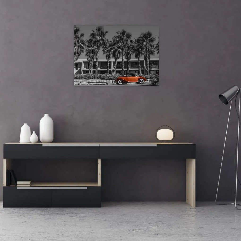 Obraz - Retro czerwony samochód (70x50 cm)