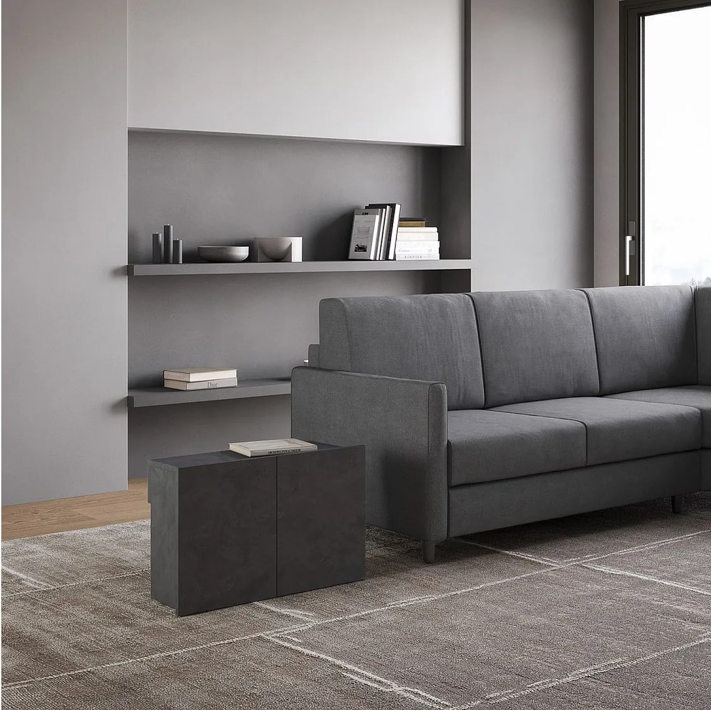 Lawka dolna rozkładana 26x72/300 cm Evolve Antracytowy efekt stucco wewnętrzne przedłużenia