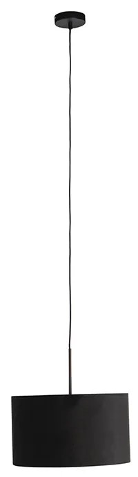 Lampa wisząca z czarnym aksamitnym kloszem ze złotem 35 cm - Combi klasyczny/Antyczny Oswietlenie wewnetrzne