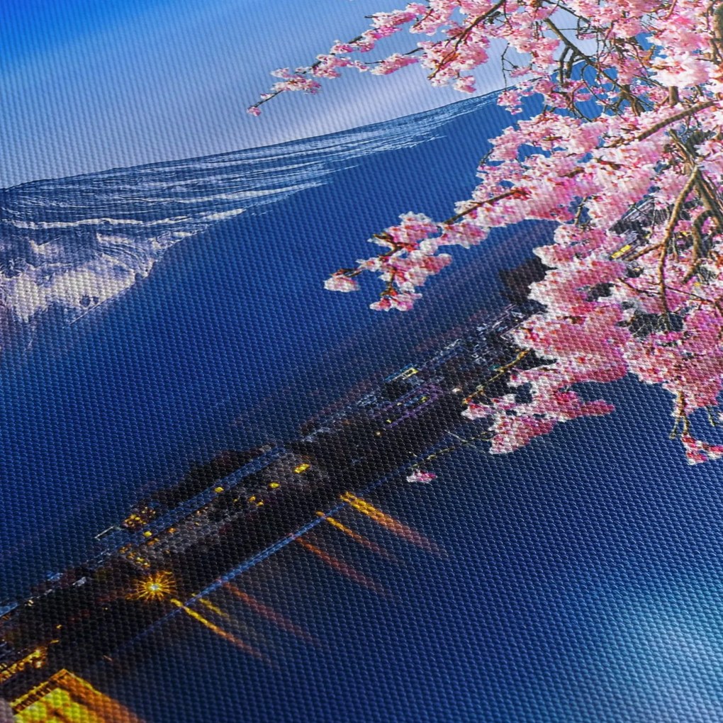 Obraz - Widok na szczyt, Japonia (z zegarem) (90x30 cm)