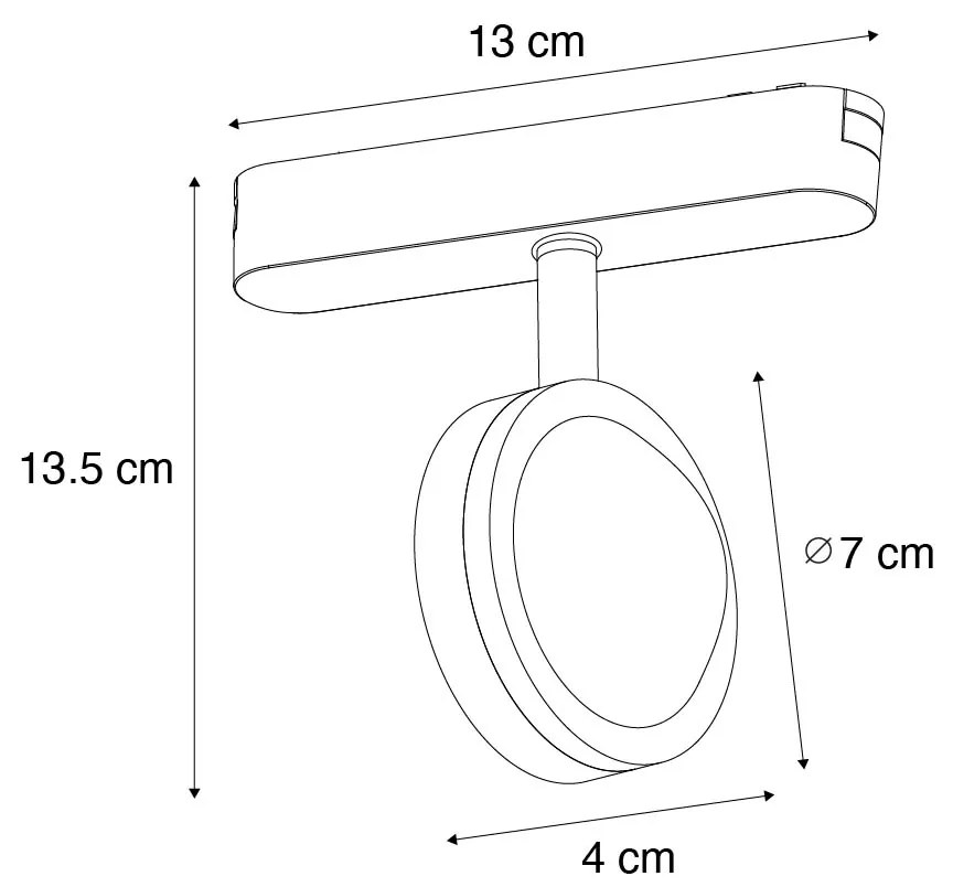 Nowoczesny czarny reflektor do systemu szynowego jednofazowego, z obrotową i przechyloną diodą LED - Magnetic Lance