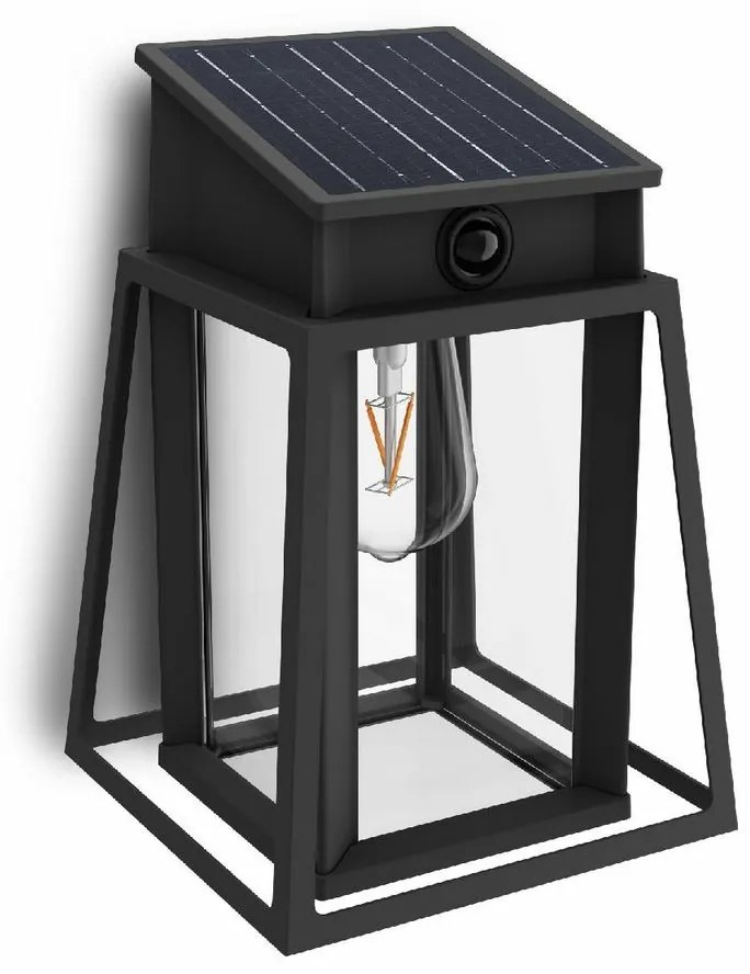 Philips Lysin UltraEfficient solarna lampa LED z czujnikiem, czarna, 3,2 W, 500 lm, 2700 K