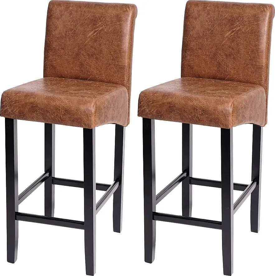 Stołek barowy MCW-C33 (zestaw 2 szt.),  imitacja zamszu, ciemne nogi, tkanina/tekstylia