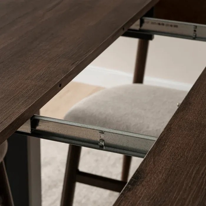 Stół Okrągły Rozkładany HARRY 102-142 cm Orzech/Czarny Loft