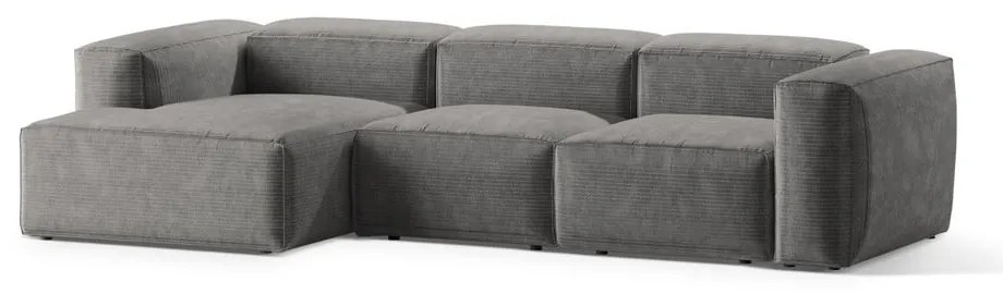 Jasnoszary sztruksowy narożnik (lewostronny/z szezlongiem) Bergamo – Cosmopolitan Design