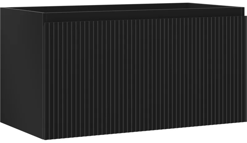Mexen Rivel szafka łazienkowa podumywalkowa 90 cm, 1 szuflada, ryflowana , czarna mat - 91A20-09047-1-BF71