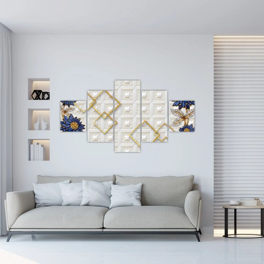 Obraz - Diamentowe kwiaty (125x70 cm)