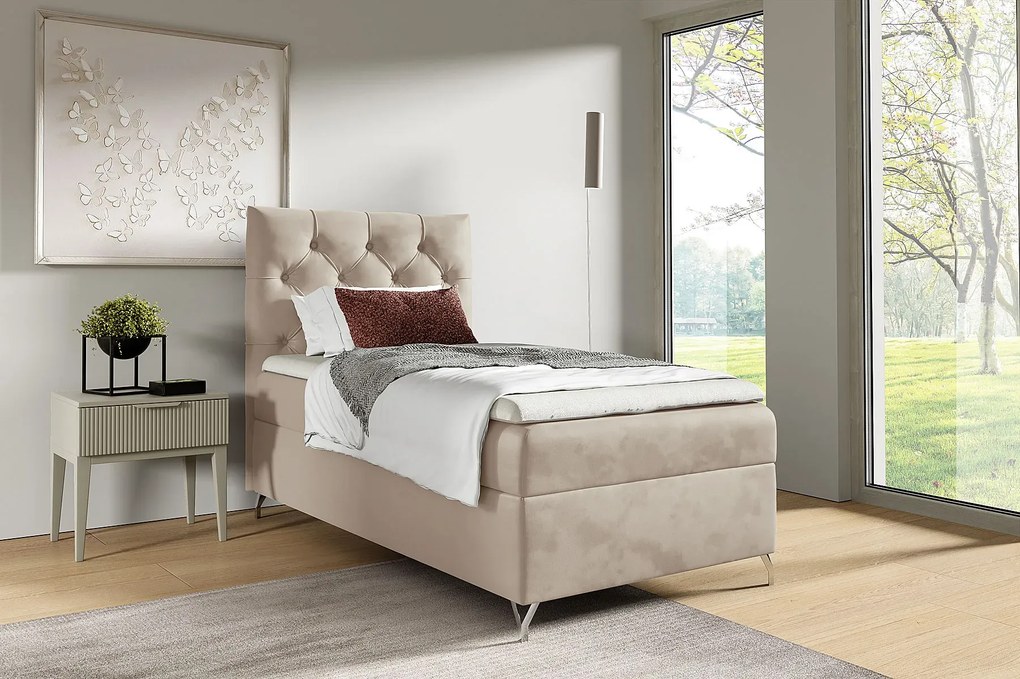 Szaro-różowe pojedyncze łóżko kontynentalne 3 rozmiary F6-W75