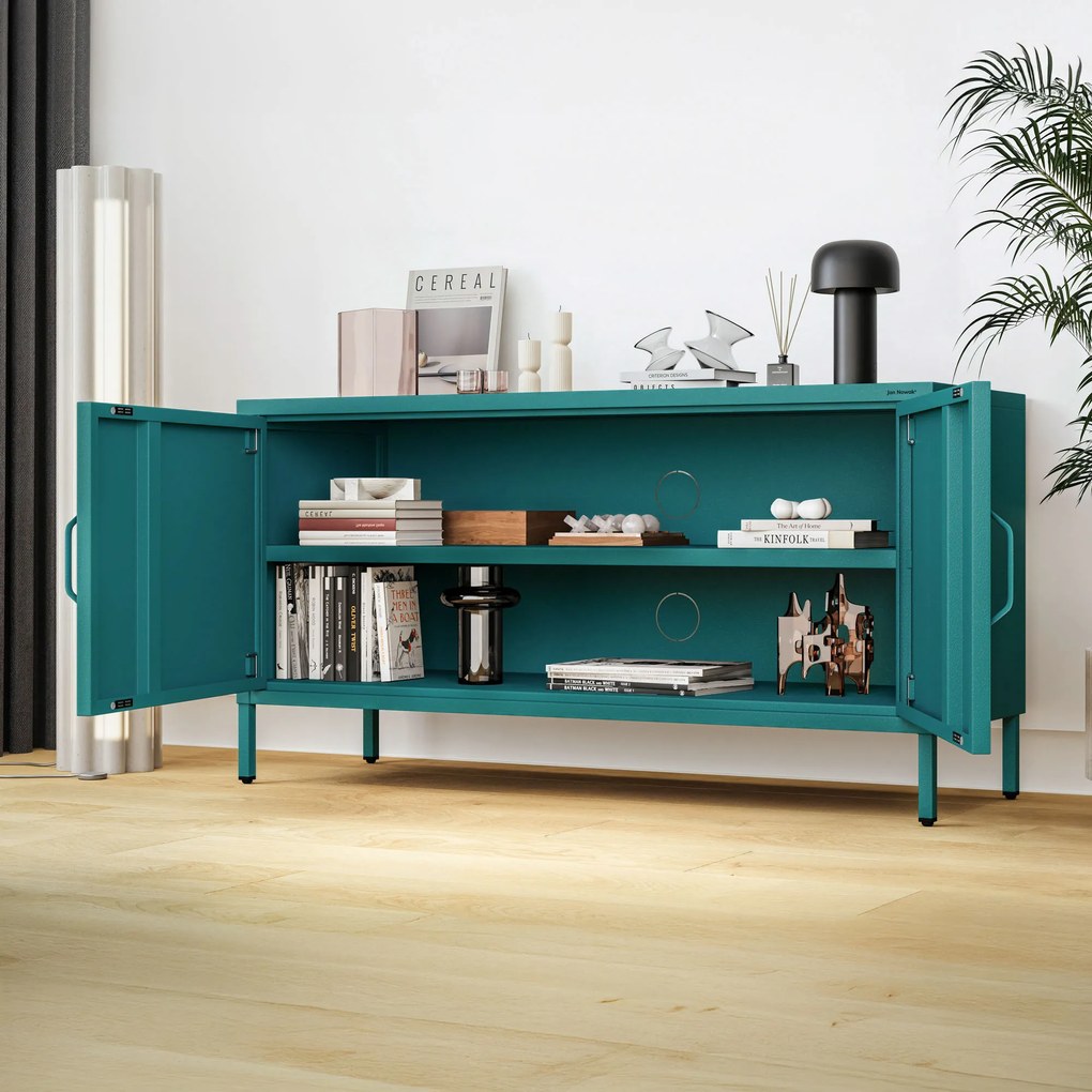 Szafka RTV metalowa na nóżkach morska, 1150x595x400 mm: ROSA Modern
