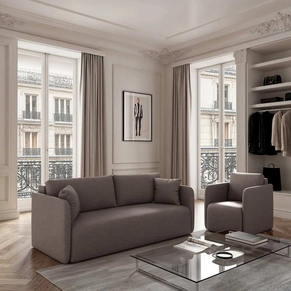 Szara rozkładana sofa 220 cm Chaum – Rodier